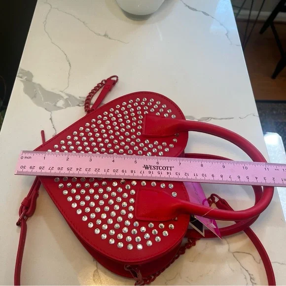 Betsey Johnson Heart Crossbody Red Purse w/ Rhinestones COLOVY-R NWT - Picture 14 of 17